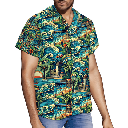 Artistic Beach Livin Short Sleeve Shirt Button Down
