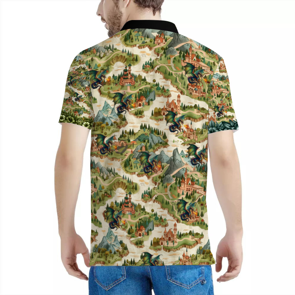 Custom Fantasy Town White & Black Classic Polo Shirt