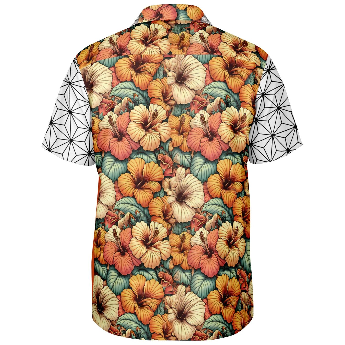 Orange Bird Short Sleeve Hawaiian Button-Down Shirt