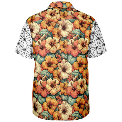 Orange Bird Short Sleeve Hawaiian Button-Down Shirt