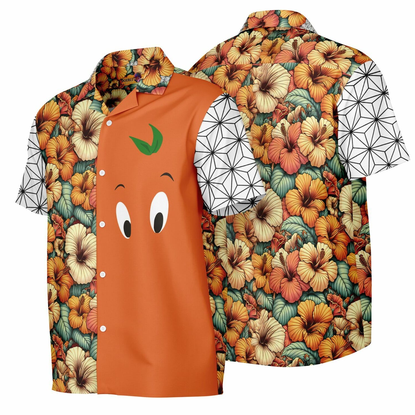 Orange Bird Short Sleeve Hawaiian Button-Down Shirt