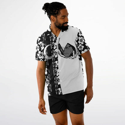 Moon Knight Collar Short Sleeve Button-Down Hawaiian Shirt