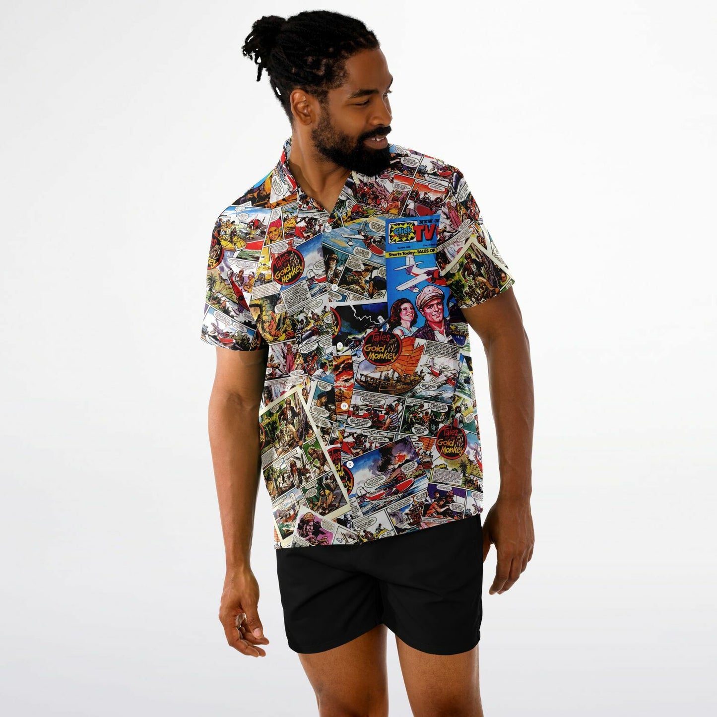 Tales from the Gold Monkey Short Sleeve Button-Down Hawaiian Shirt