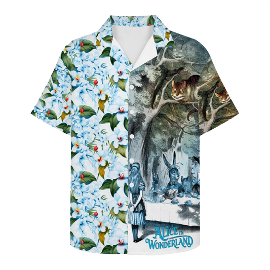 Custom Alice in Wonderland Short Sleeve Shirt Button Down
