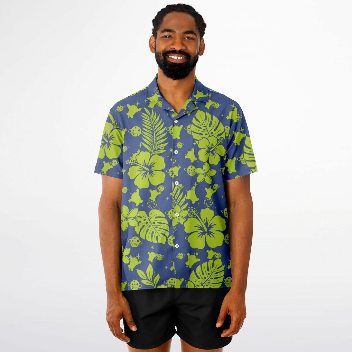 Toy Aliens Short Sleeve Button-Down Hawaiian Shirt