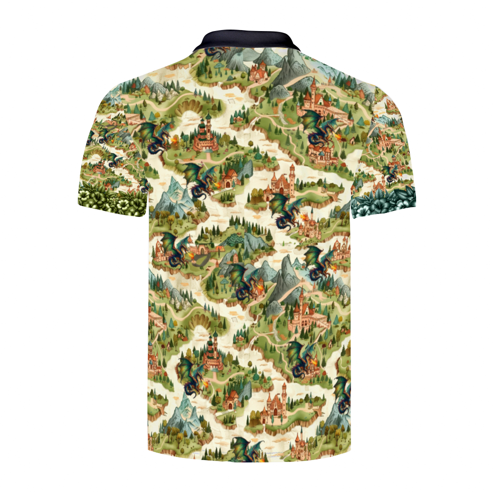 Custom Fantasy Town White & Black Classic Polo Shirt