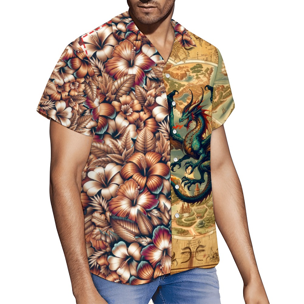 Custom Dragon Map II Hawaiian Shirt Button Down