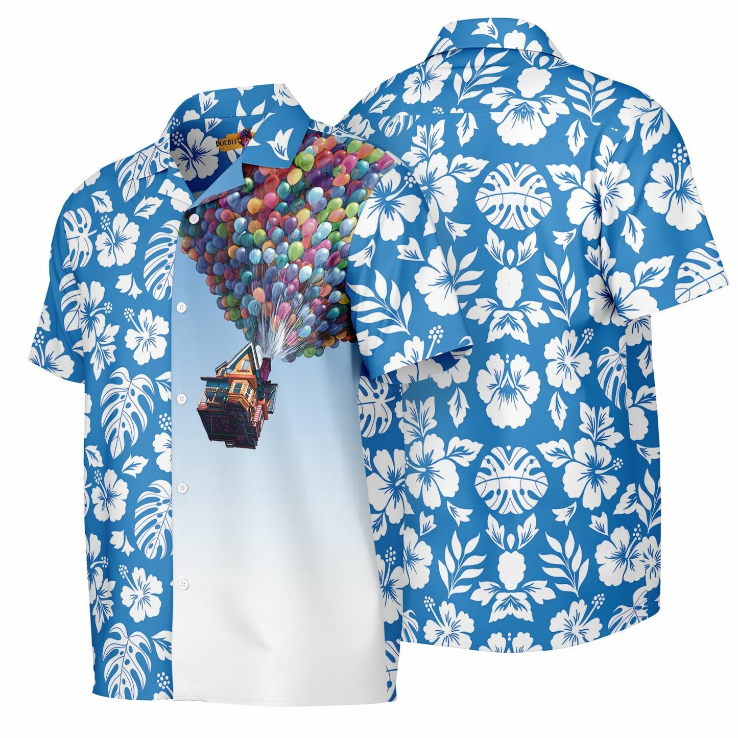 Up, Up and Away Short Sleeve Hawaiian Button-Down Shirt