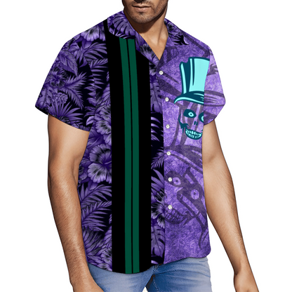 Haunted Mansion Hat Ghost Short Sleeve Shirt Button Down