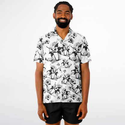 Vintage Cocktail Happy Hour Park Style Short Sleeve Button-Down Hawaiian Shirt