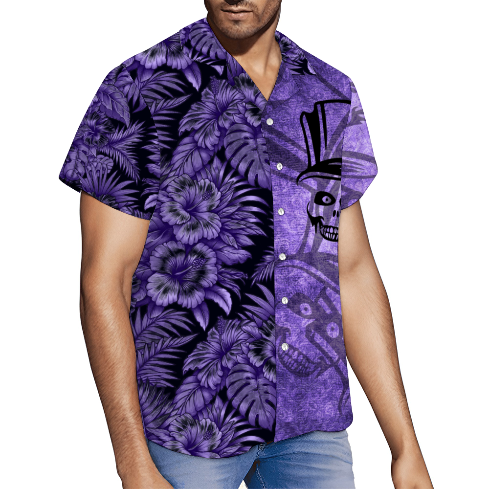 Haunted Mansion II Hat Ghost Short Sleeve Shirt Button Down