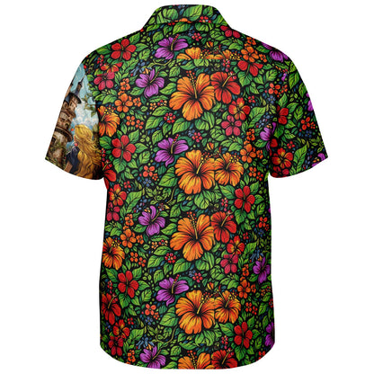 Rapunzel Fantasy Tower Hawaiian Button-Down Short Sleeve Shirt