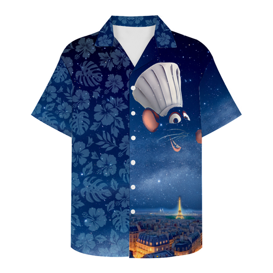 Paris at Night Short Sleeve Shirt Button Down