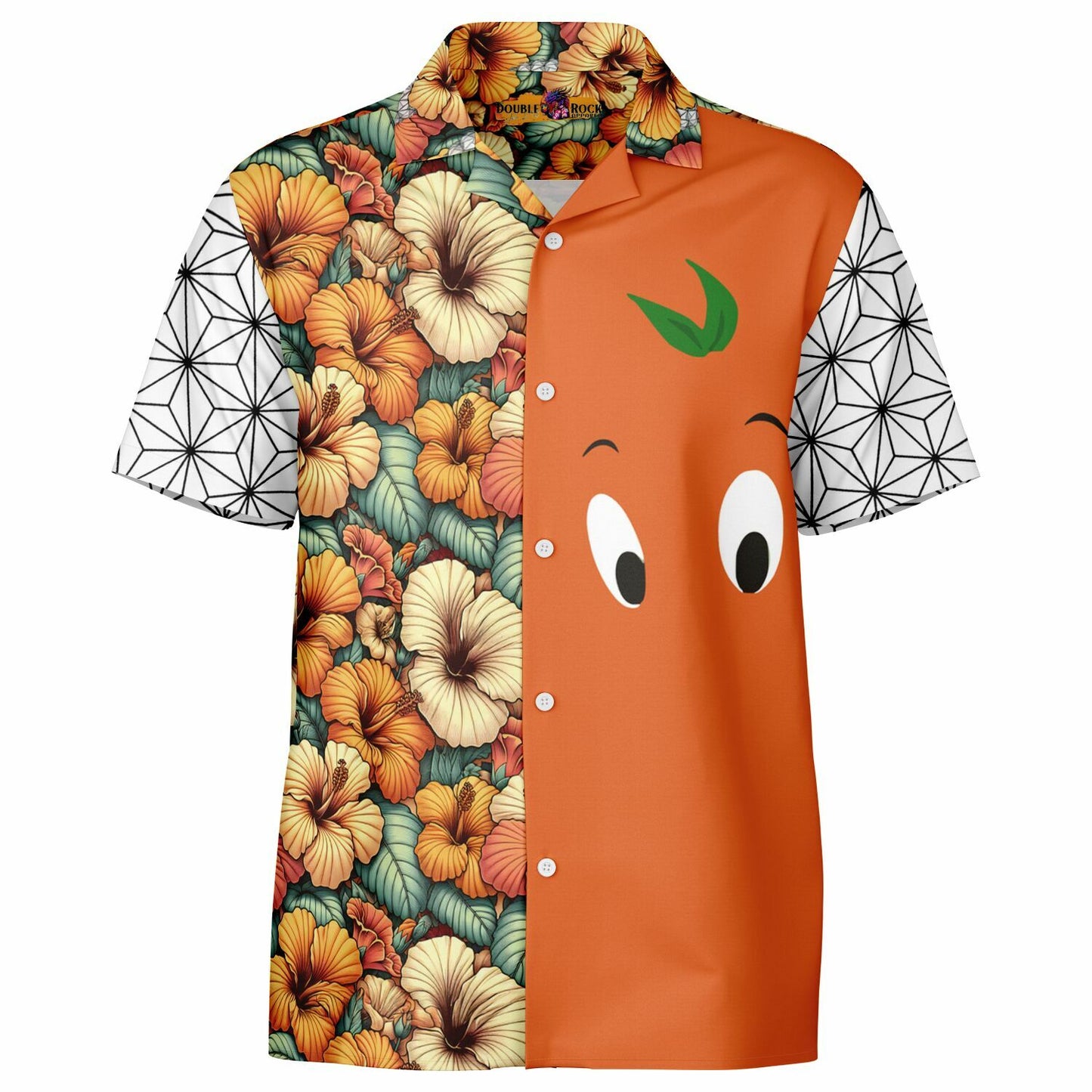 Orange Bird Short Sleeve Hawaiian Button-Down Shirt