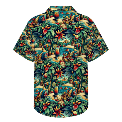 Drinks on the Beach Short Sleeve Shirt Button Down