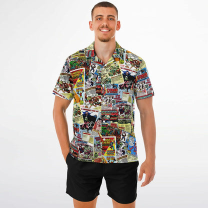 Marvel Vintage Comic Book Ad Hawaiian Button Down Shirt