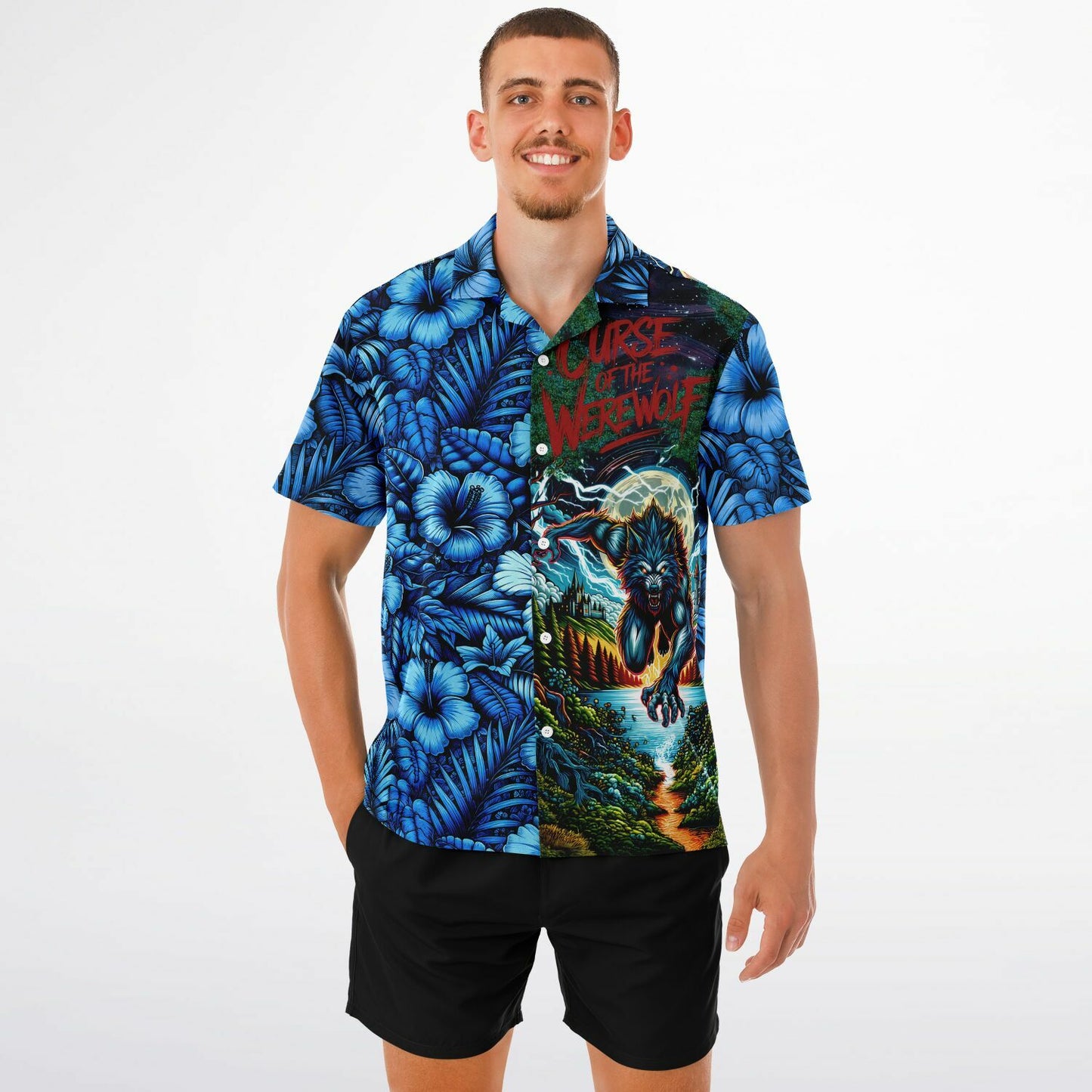 Curse of the Werewolf Short Sleeve Button-Down Hawaiian Shirt