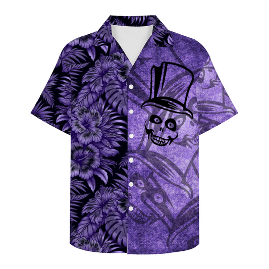 Haunted Mansion II Hat Ghost Short Sleeve Shirt Button Down