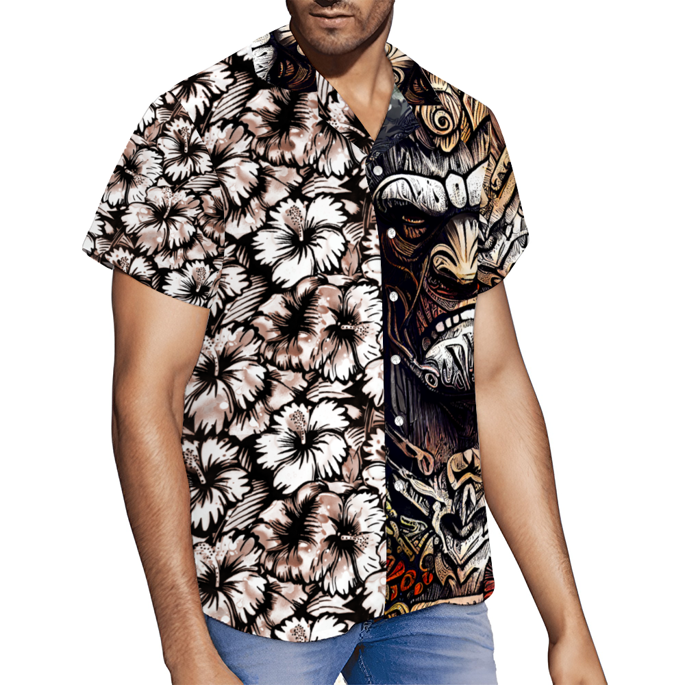 Stone Tiki God Short Sleeve Shirt Button Down