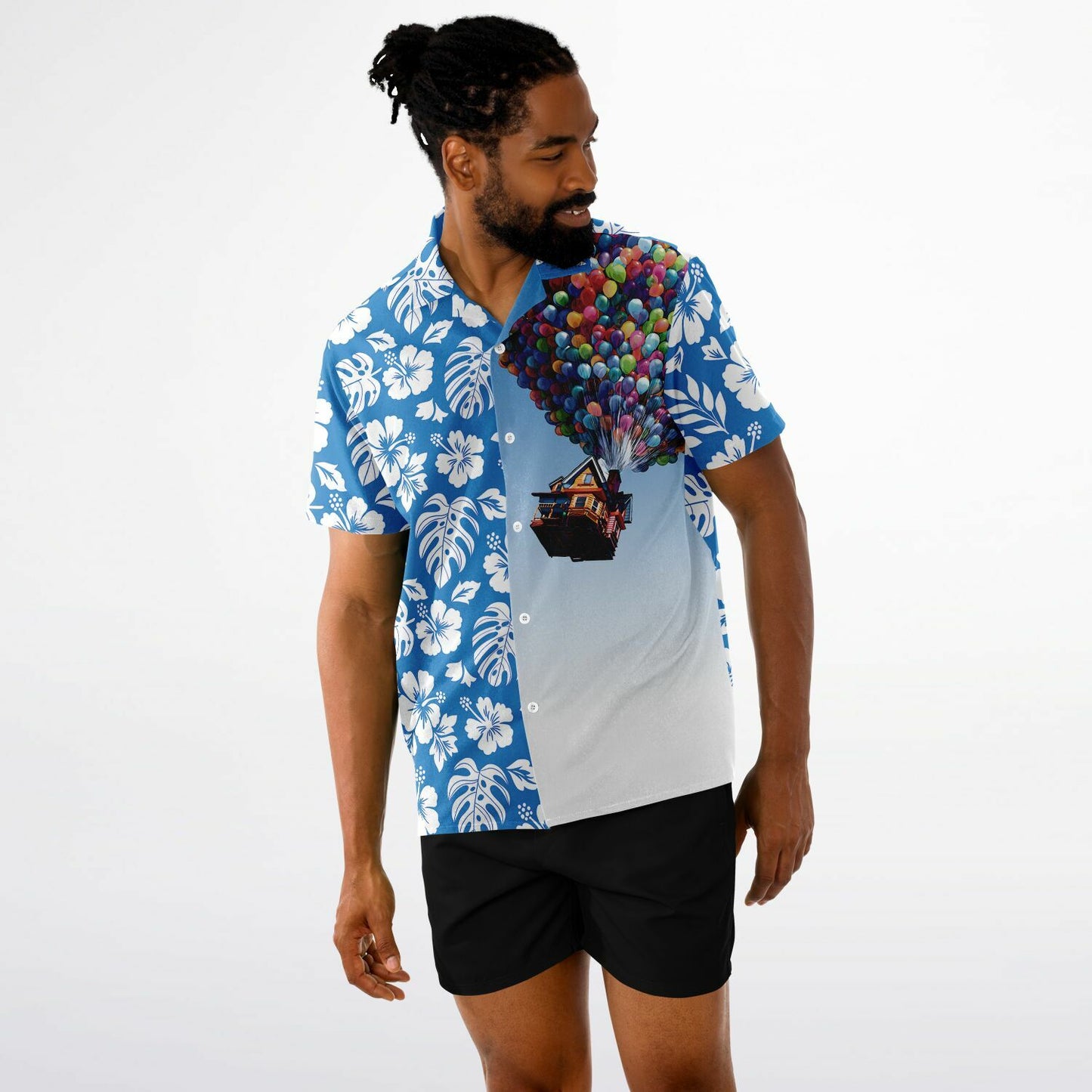 Up, Up and Away Short Sleeve Hawaiian Button-Down Shirt