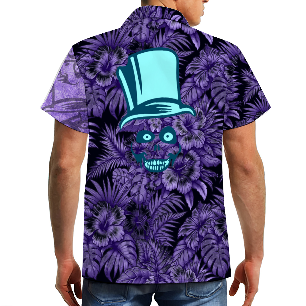 Haunted Mansion Hat Ghost Short Sleeve Shirt Button Down