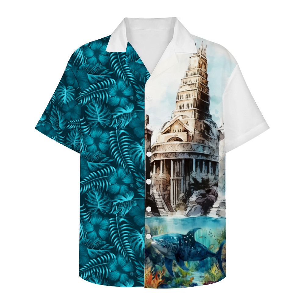The Rise of Atlantis Custom Men's Short Sleeve Shirt Button Down