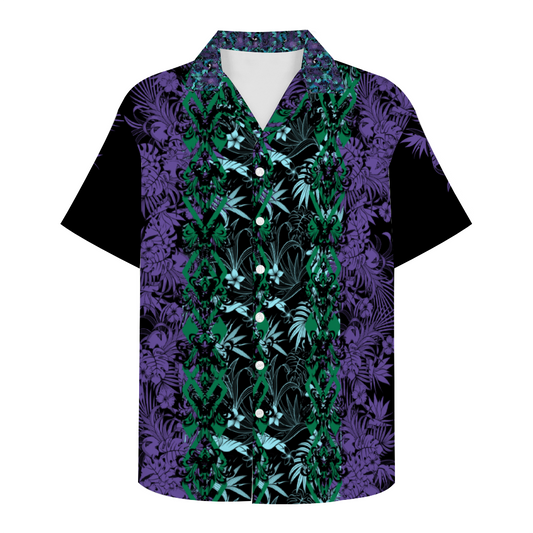 Custom Happy Haunts Men's Short Sleeve Hawaiian Shirt Button Down