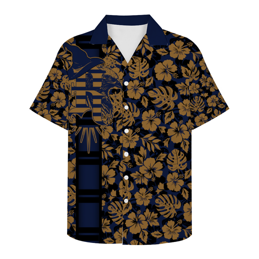 House of intelligence, knowledge, curiosity, creativity and wit Custom Men's Hawaiian Short Sleeve Shirt Button Down