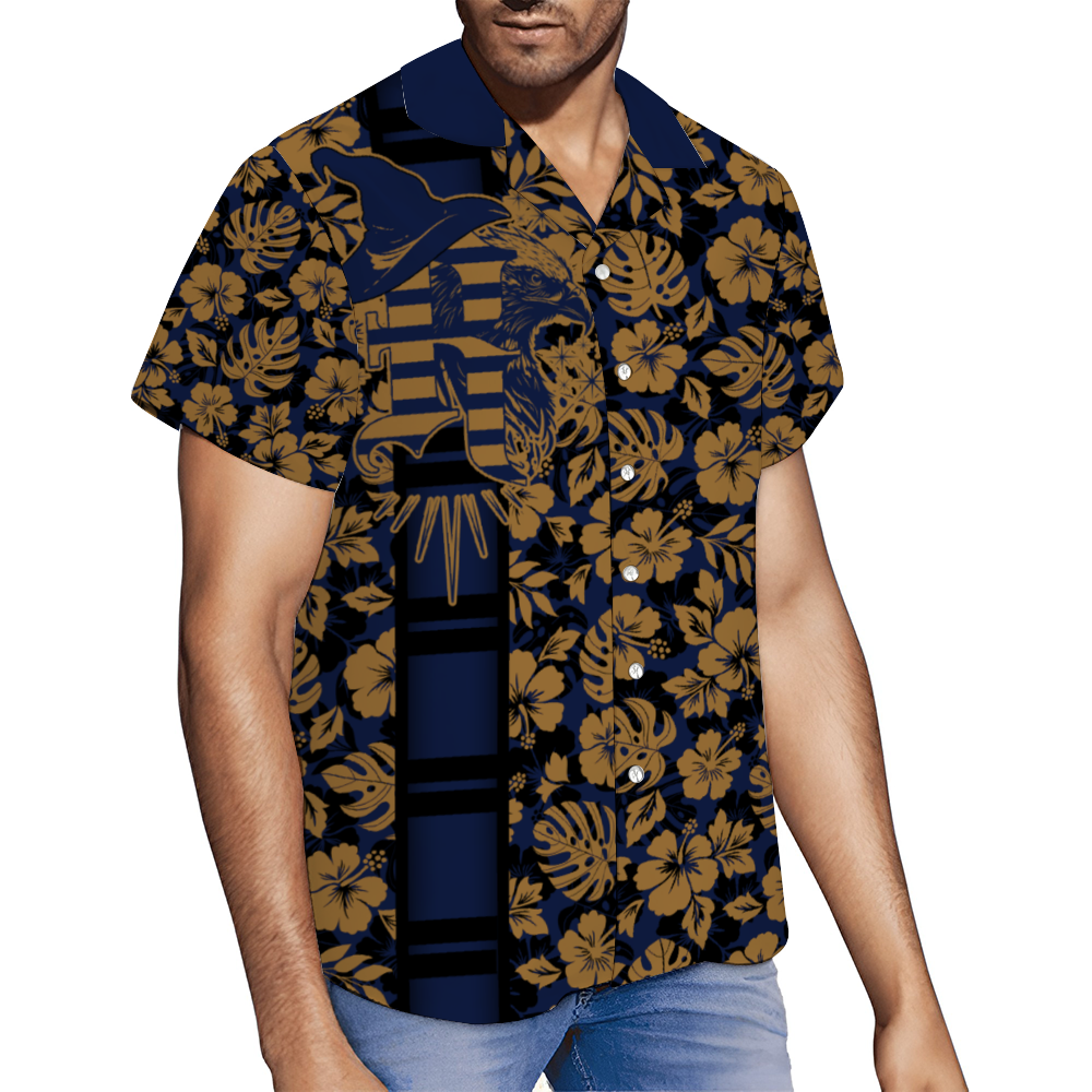 House of intelligence, knowledge, curiosity, creativity and wit Custom Men's Hawaiian Short Sleeve Shirt Button Down