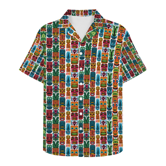 Vinatge Tiki gods Custom Men's Short Sleeve Hawaiian Shirt Button Down