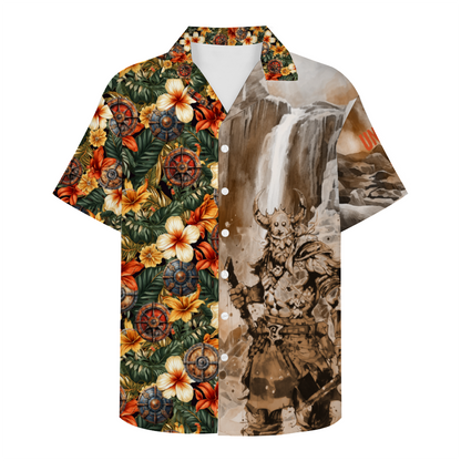 Custom Viking Men's Short Sleeve Hawaiian Shirt Button Down