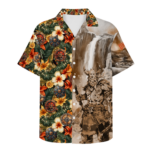 Custom Viking Men's Short Sleeve Hawaiian Shirt Button Down