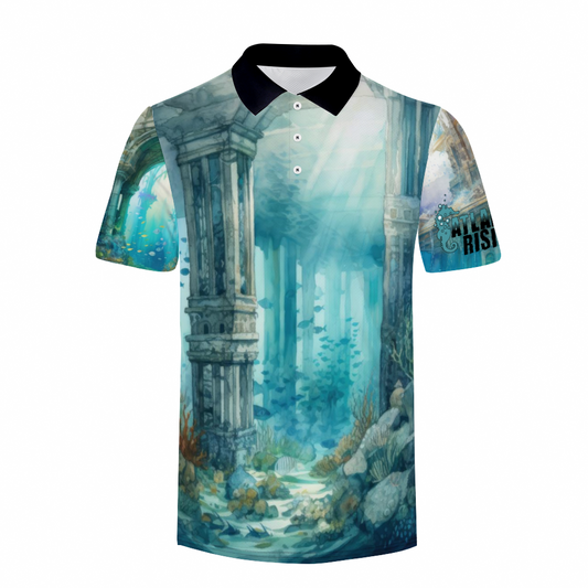 Atlantis Rising Custom Shirts Men's White & Black Classic Polo Shirt