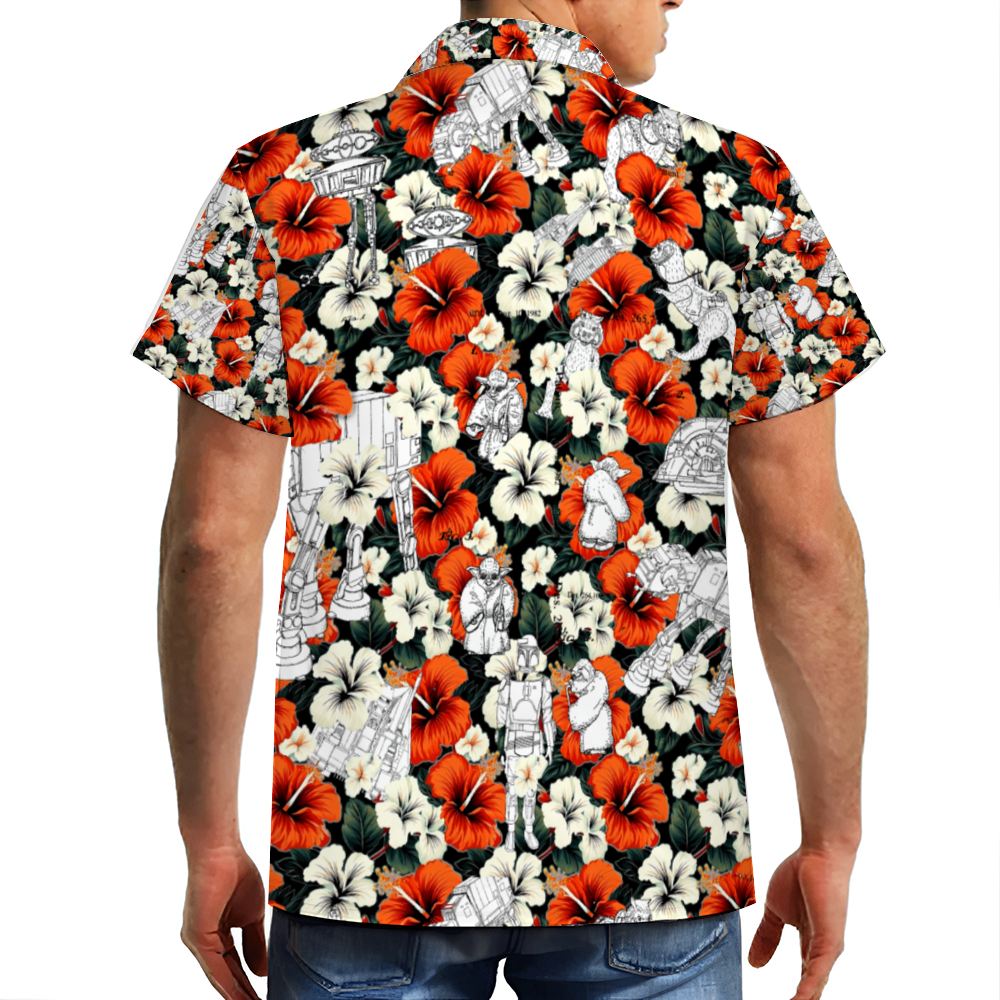 A Galaxy Far Far Away Custom Hawaiian Men's Short Sleeve Shirt Button Down