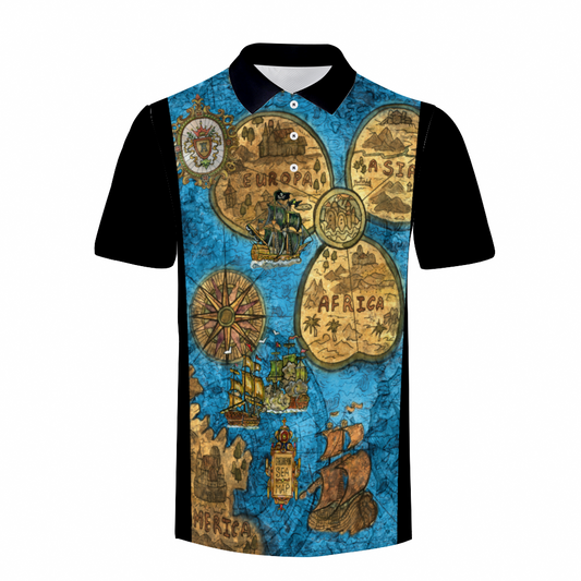 Vintage Pirate Map II Custom Shirt Men's Classic Polo Shirt