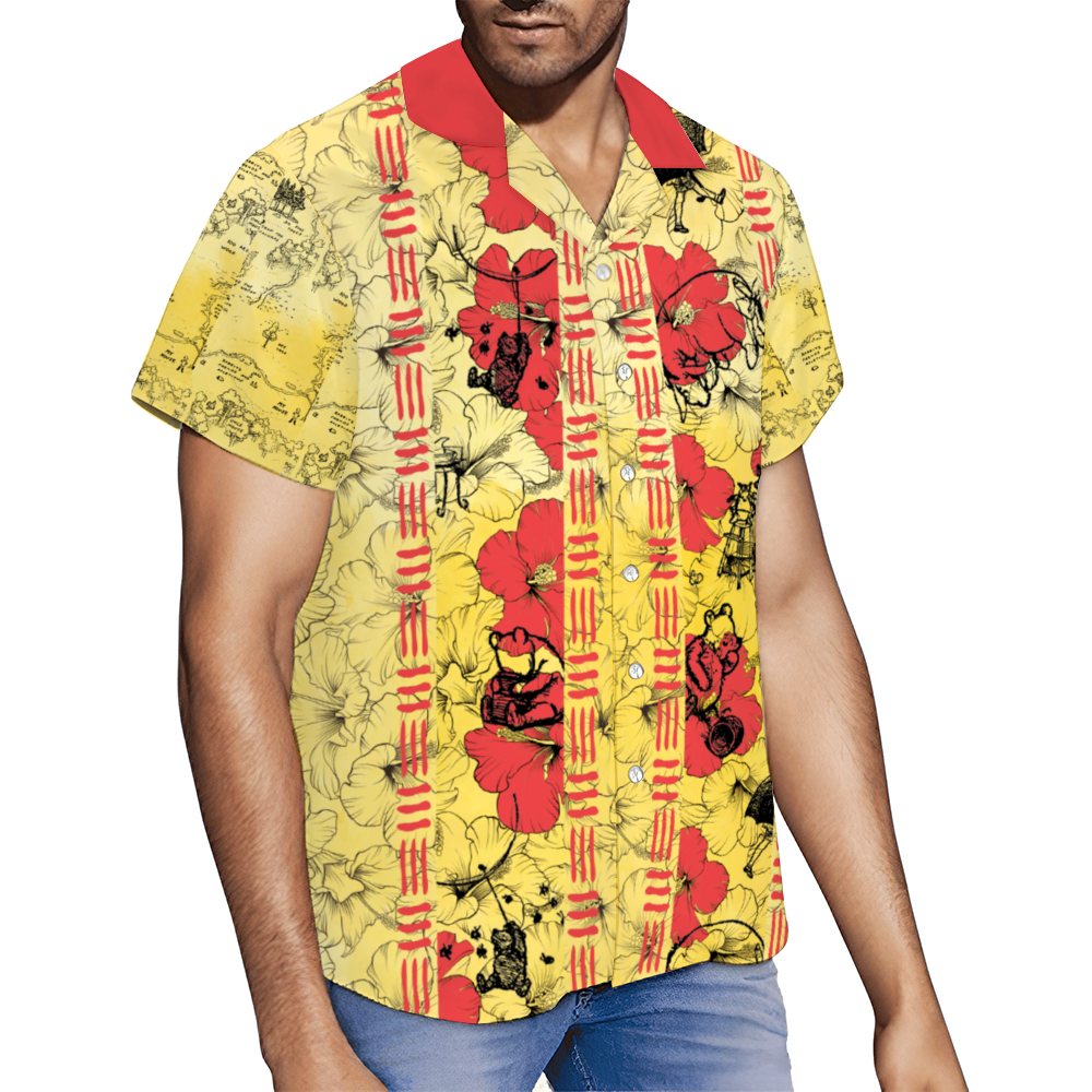 Custom Men's Tropical Winnie Short Sleeve Button Down