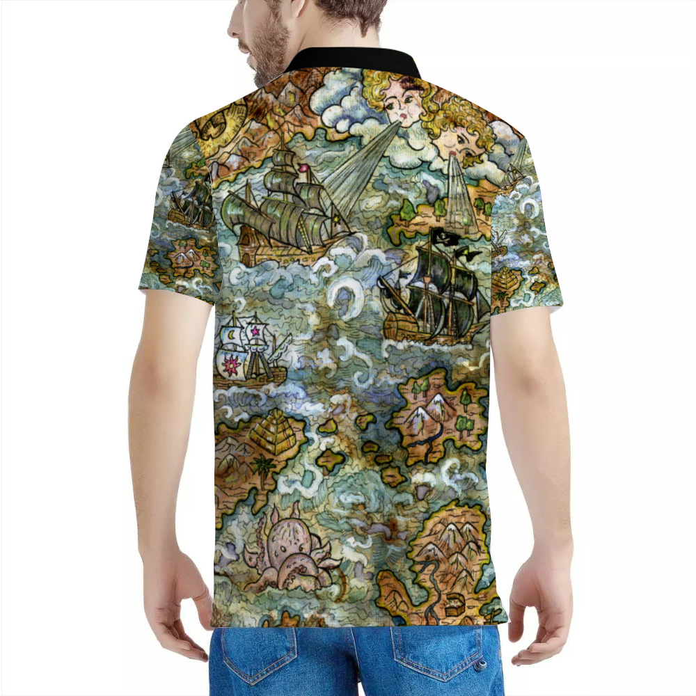 Vintage Pirate Map I Custom  Polo Shirt Unisex