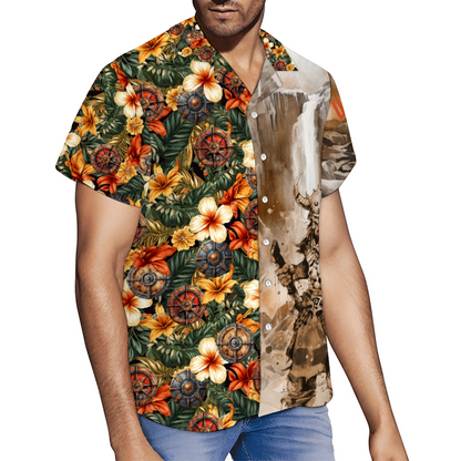 Custom Viking Men's Short Sleeve Hawaiian Shirt Button Down